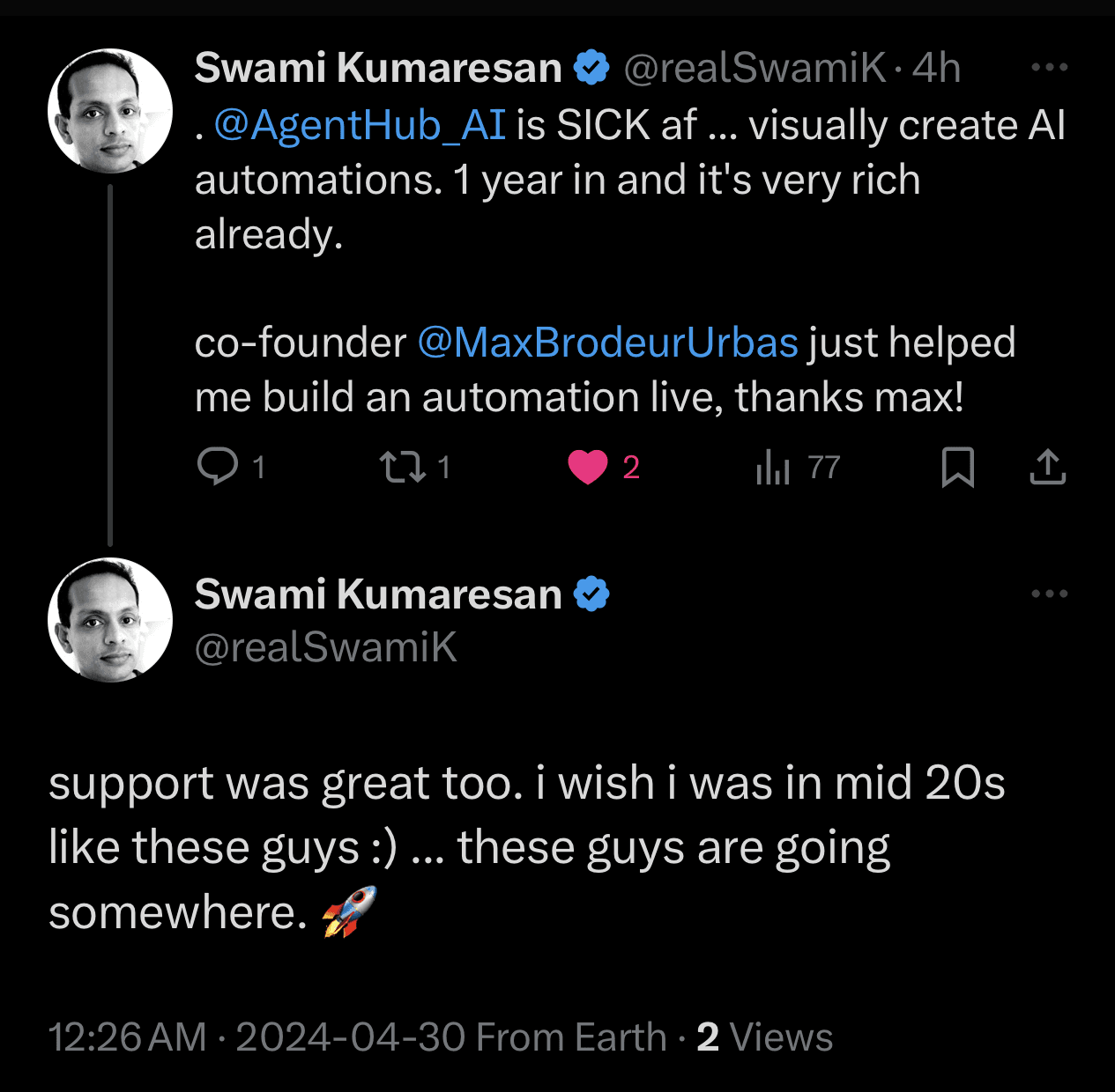 A customer post about loving Gumloop